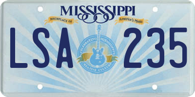MS license plate LSA235