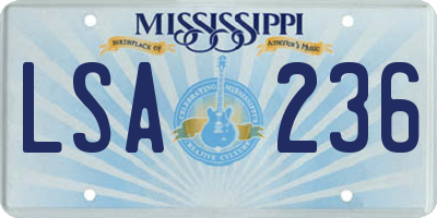 MS license plate LSA236