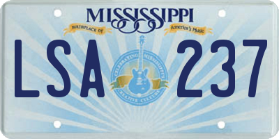 MS license plate LSA237