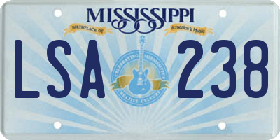 MS license plate LSA238