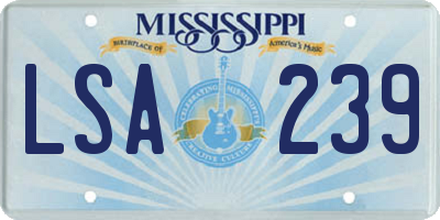 MS license plate LSA239