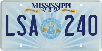 MS license plate LSA240