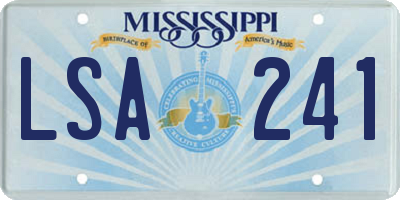 MS license plate LSA241