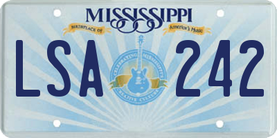 MS license plate LSA242