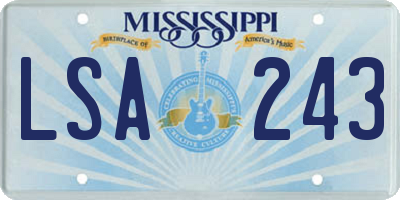 MS license plate LSA243