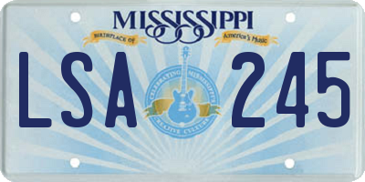 MS license plate LSA245