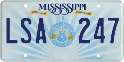 MS license plate LSA247