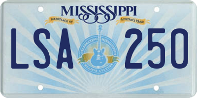 MS license plate LSA250