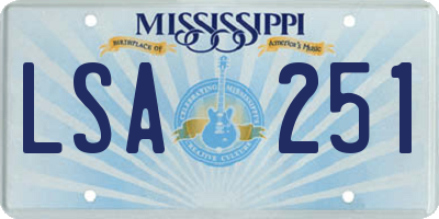 MS license plate LSA251