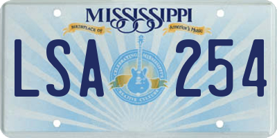 MS license plate LSA254
