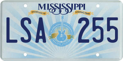 MS license plate LSA255