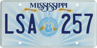 MS license plate LSA257