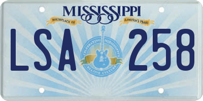 MS license plate LSA258