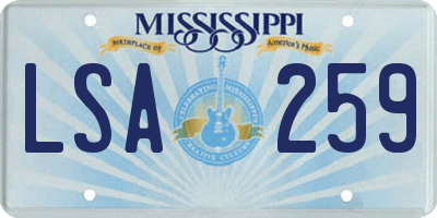 MS license plate LSA259