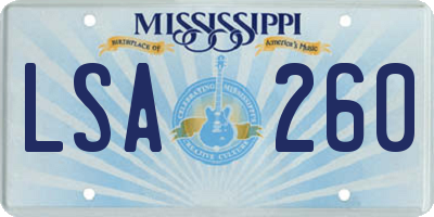 MS license plate LSA260