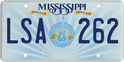 MS license plate LSA262
