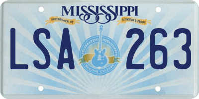 MS license plate LSA263