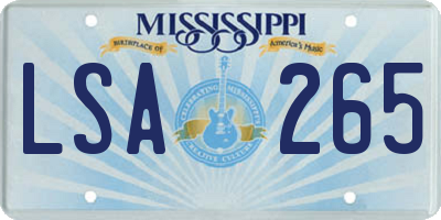 MS license plate LSA265