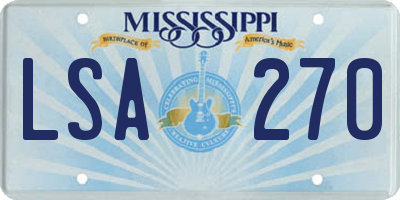 MS license plate LSA270