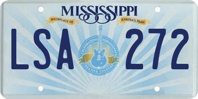 MS license plate LSA272