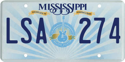 MS license plate LSA274