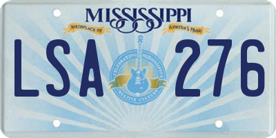 MS license plate LSA276