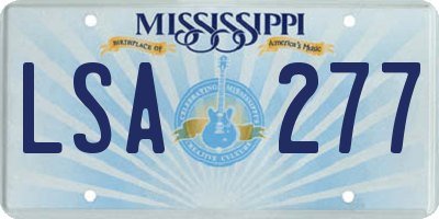 MS license plate LSA277