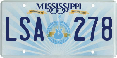 MS license plate LSA278