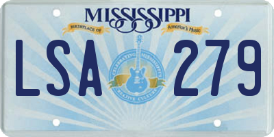 MS license plate LSA279
