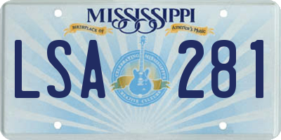 MS license plate LSA281