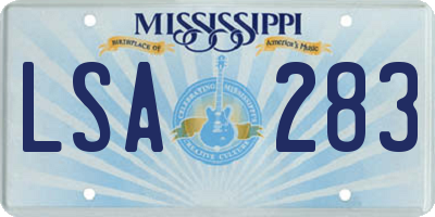 MS license plate LSA283