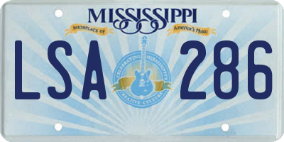 MS license plate LSA286