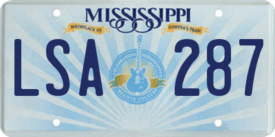MS license plate LSA287
