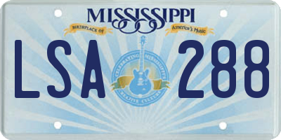 MS license plate LSA288