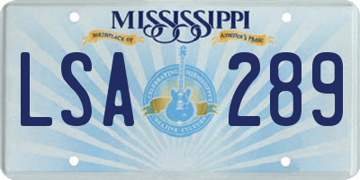 MS license plate LSA289