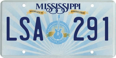MS license plate LSA291