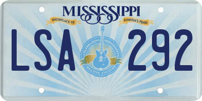 MS license plate LSA292
