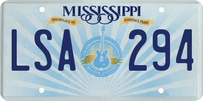 MS license plate LSA294