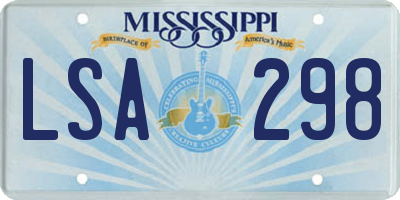 MS license plate LSA298