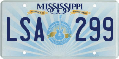 MS license plate LSA299