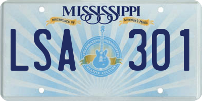 MS license plate LSA301