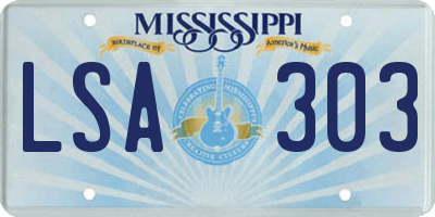 MS license plate LSA303