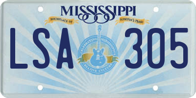 MS license plate LSA305
