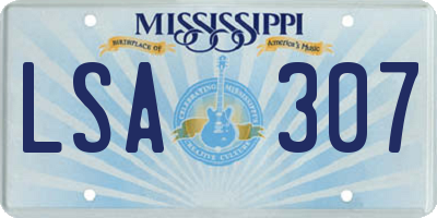 MS license plate LSA307