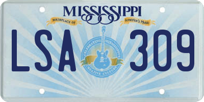 MS license plate LSA309