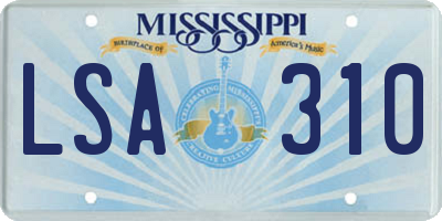 MS license plate LSA310