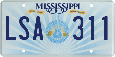 MS license plate LSA311