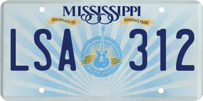 MS license plate LSA312