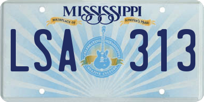 MS license plate LSA313