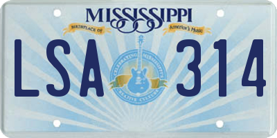 MS license plate LSA314